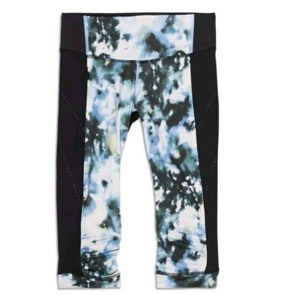 Lululemon Leggings Stop At Nothing Crop Pant Size 4 Watercolor Active Wear - Picture 1 of 9